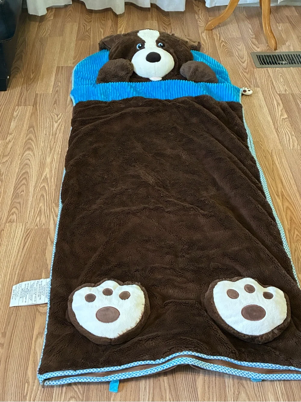 Hug Fun Kids Sleeping Slumber Bag Brown Plush Dog Pillow Head